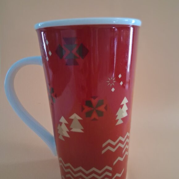 Starbucks Tall Coffee Tea Mug 2013 22 Oz Red Christmas Holiday Village - Picture 5 of 5